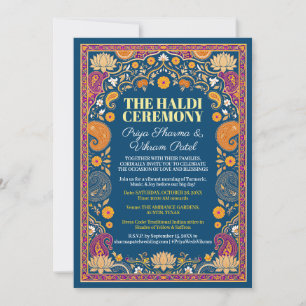 Invitación de Ceremonia de Cúrcuma Floral India Az