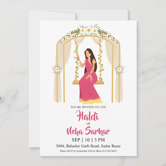 invitación de ceremonia de haldi (Anverso)