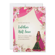 Invitación de ceremonia de Half Saree en tarjetas