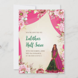 Invitación de ceremonia de Half Saree en tarjetas