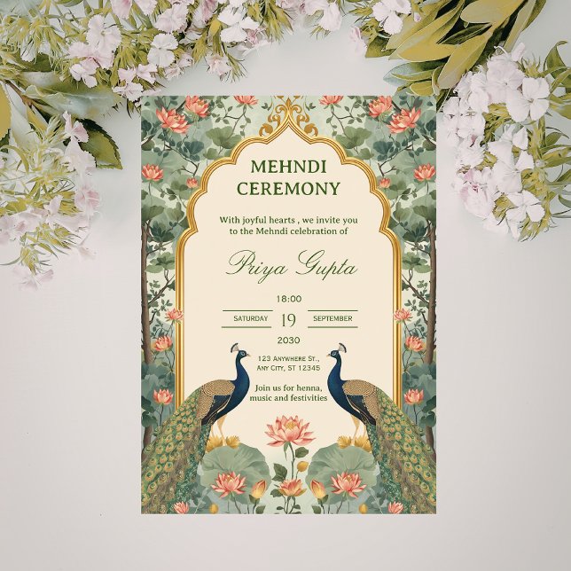 Invitación de Ceremonia de Mehndi Hindú Pichwai de (Subido por el creador)
