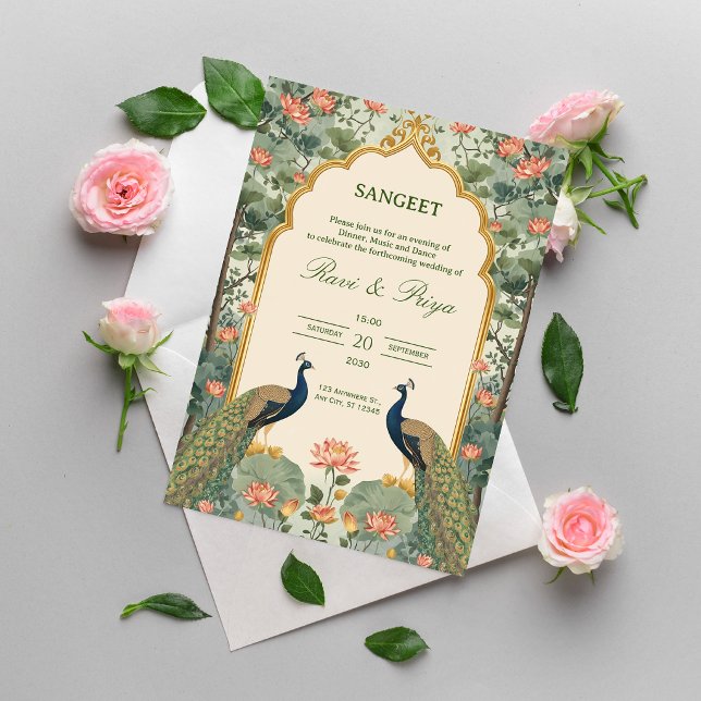 Invitación de Ceremonia de Sangeet Indio de Lujo P (Subido por el creador)