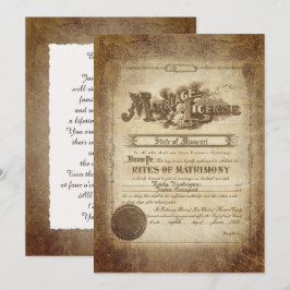 Invitación de certificado de boda vintage
