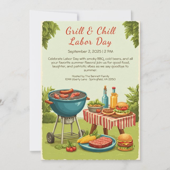 Invitación de cerveza para barbacoa del Día del Tr (Anverso)