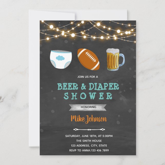 invitación de cerveza para pañales de fútbol (Anverso)
