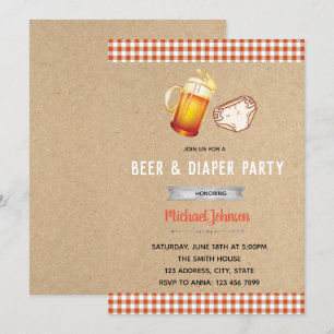 invitación de cerveza y pañal de palabra