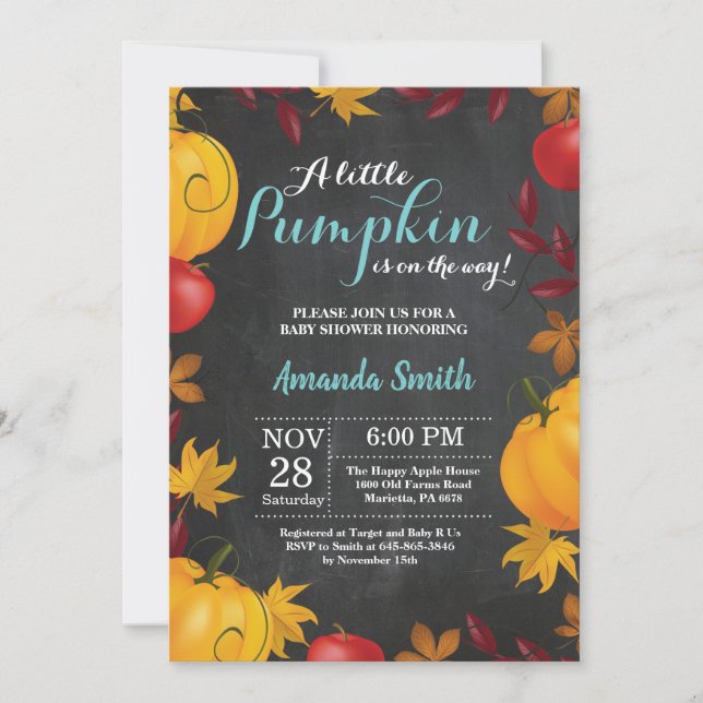 invitación de Chalkboard para baby shower de calab (Anverso)