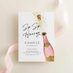 Invitación de champán para cumpleaños 21 Sip Sip H
