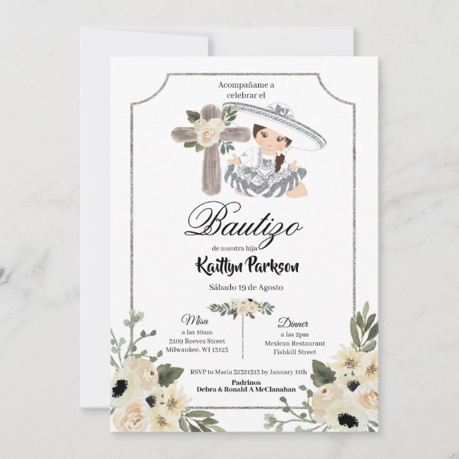 Invitación de Charra Gir Bautizo (Anverso)