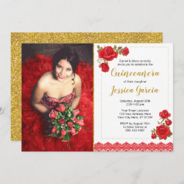 Invitación de Charro Quinceañera| Rosas y encaje