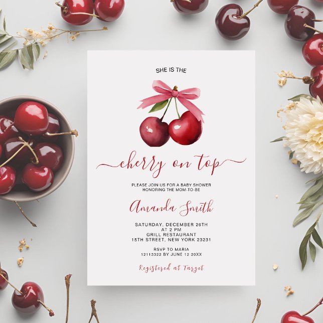 Invitación de Cherry On Top Baby Shower (Subido por el creador)