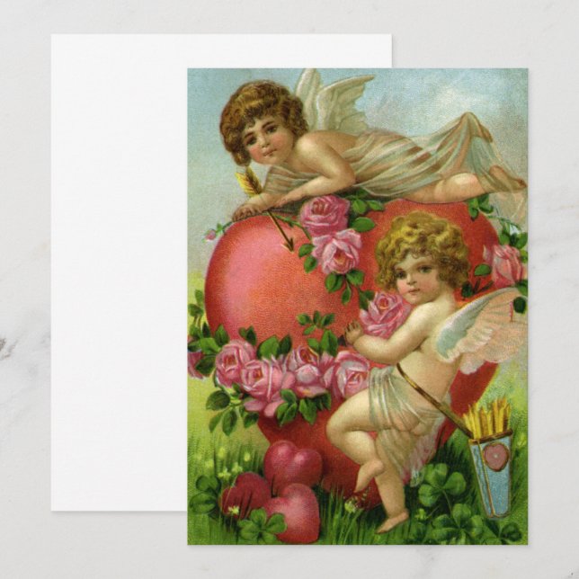 Invitación de Cherub, Día de San Valentín victoria (Anverso / Reverso)