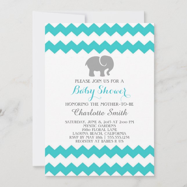 Invitación de Chevron Baby Shower (Anverso)