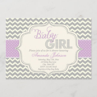 Invitación de Chevron Baby Shower a la Moda Baby G
