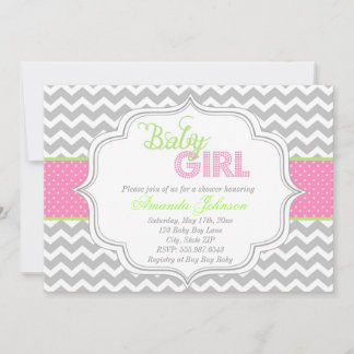 Invitación de Chevron Baby Shower a la Moda Baby G