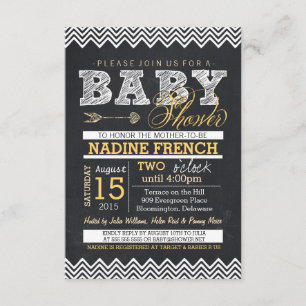 Invitación de Chevron Baby Shower de la pizarra,