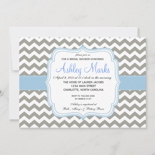 Invitación de Chevron de los azules cielos y del (Anverso)