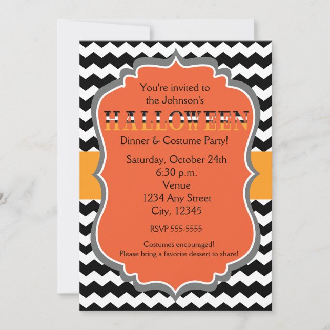 Invitación de Chevron, Fiesta de Disfraces de Cena (Anverso)
