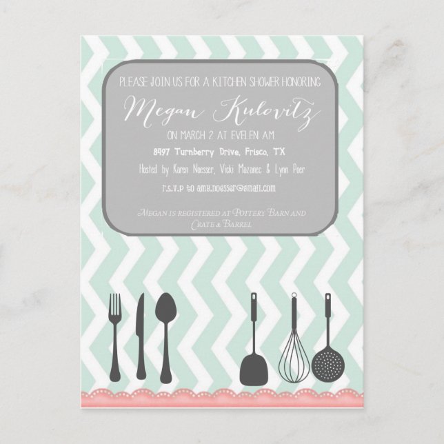 Invitación de Chevron Shabby Chic (Anverso)