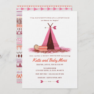 Invitación de chica a Baby Shower {Moda Boho}