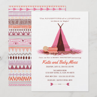 Invitación de chica a Baby Shower {Moda Boho}