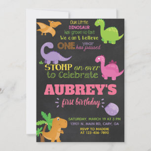 Invitación de chica a los dinosaurios, dino Invite