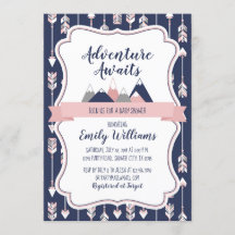 Invitación de chica Adventure Baby Shower