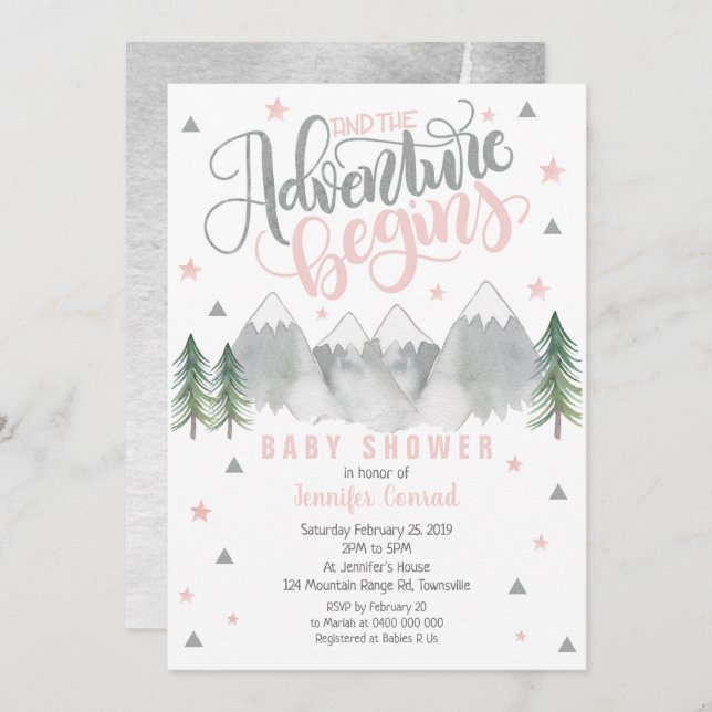 Invitación de chica Adventure Baby Shower (Anverso / Reverso)