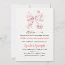 Invitación de Chica Aqiqah Pink Bow