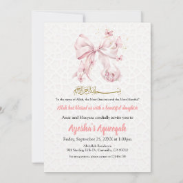 Invitación de Chica Aqiqah Pink Bow