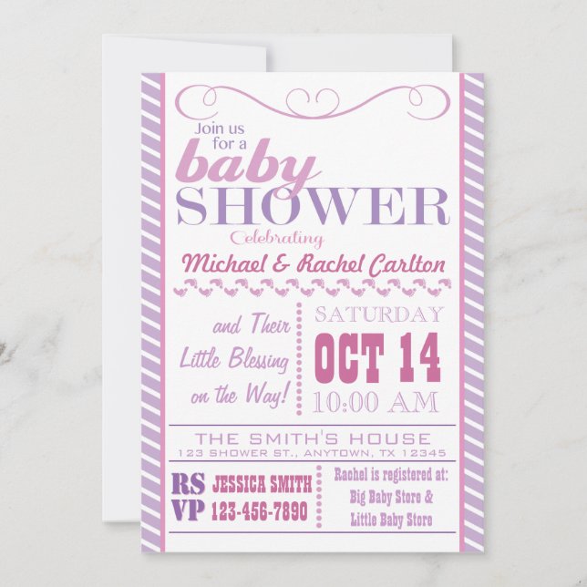 Invitación de Chica Baby Shower (Anverso)