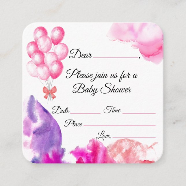 Invitación de chica Baby Shower (Anverso)