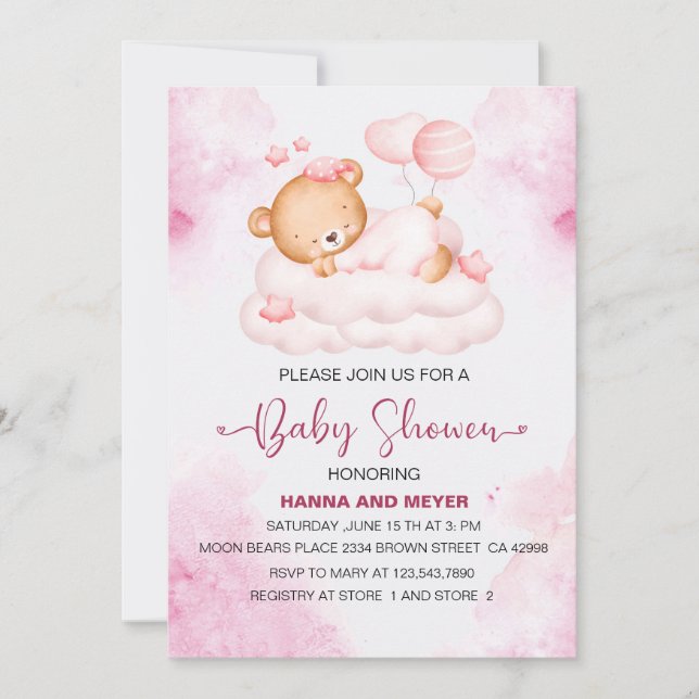 Invitación de chica Baby Shower (Anverso)