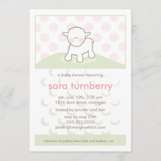 Invitación de Chica Baby Shower - Cordero pequeño
