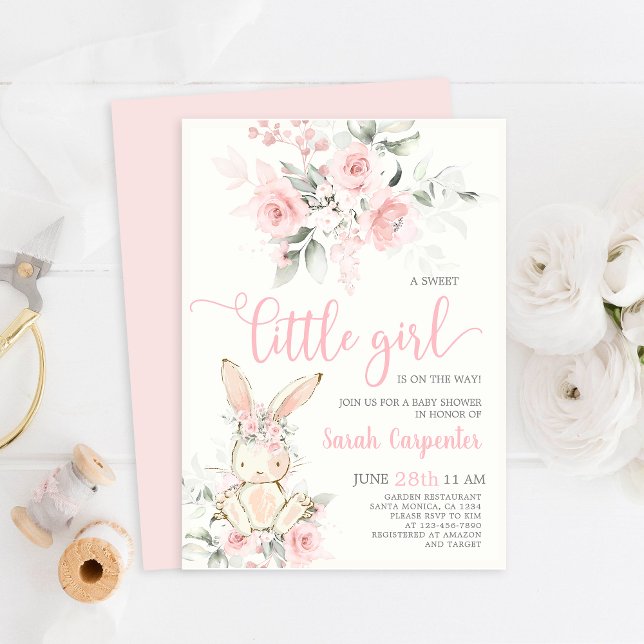 Invitación de Chica Baby Shower de Bunny (Subido por el creador)