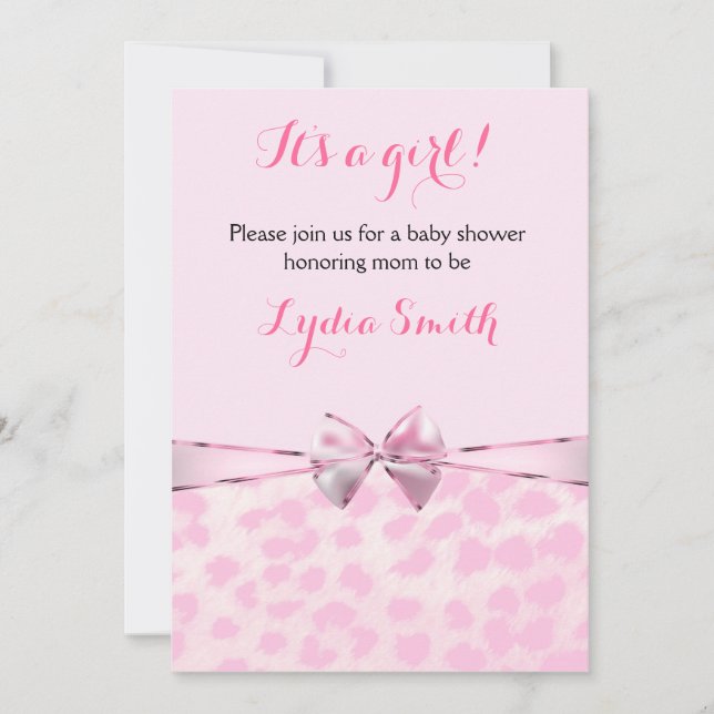 Invitación de Chica Baby Shower de Cheetah Leopard (Anverso)
