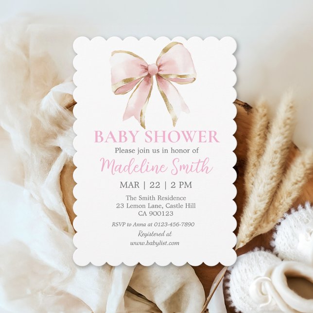 Invitación de Chica Baby Shower de Coquette Pink B (Subido por el creador)