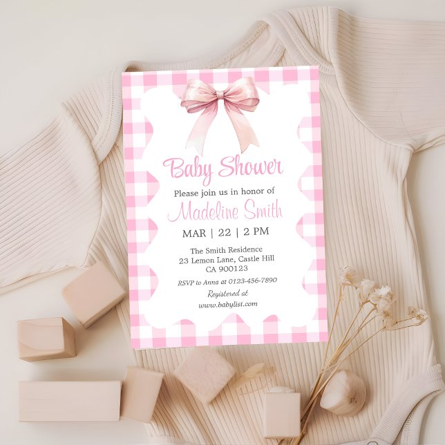 Invitación de Chica Baby Shower de Coquette Pink B (Subido por el creador)