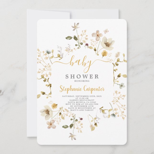 Invitación de Chica Baby Shower de la primavera de (Anverso)