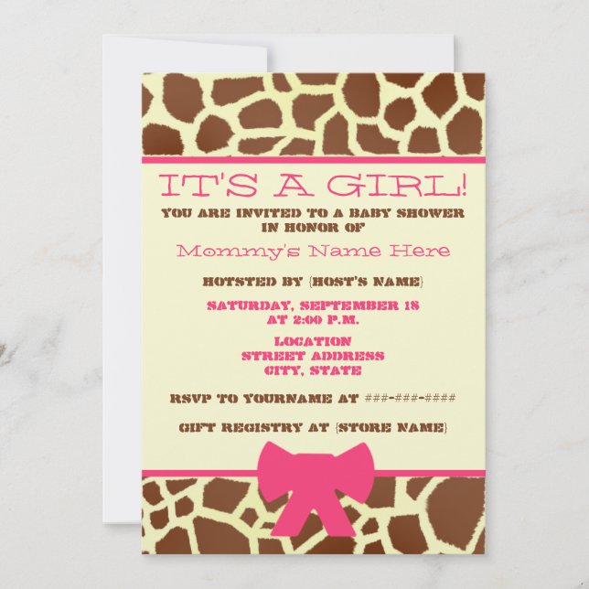 Invitación de Chica Baby Shower - Impresión de jir (Anverso)