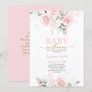 Invitación de Chica de Baby Shower Bebé en Bloom