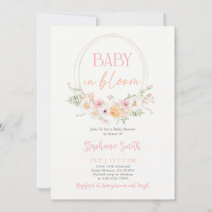 Invitación de Chica de Baby Shower Bebé en Bloom
