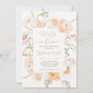 Invitación de Chica de Baby Shower Bebé en Bloom