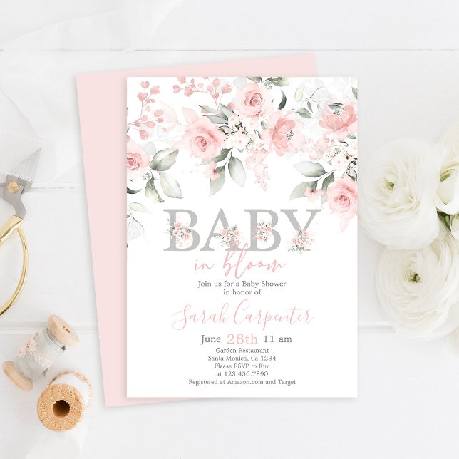 Invitación de Chica de Baby Shower Bebé en Bloom (Subido por el creador)