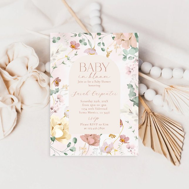 Invitación de Chica de Baby Shower Bebé en Bloom (Subido por el creador)