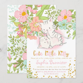 Invitación de Chica de Baby Shower de Cute Kitty