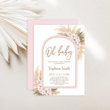 Invitación de Chica de Baby Shower de Grass Pampas