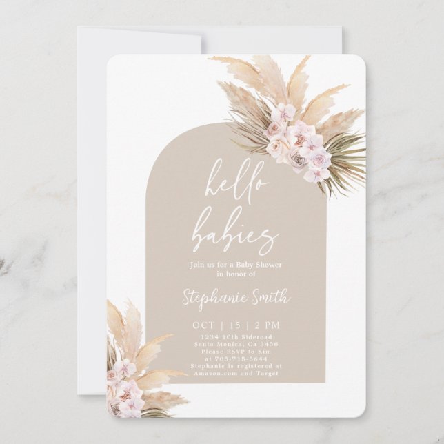 Invitación de Chica de Baby Shower de los Twins Pa (Anverso)