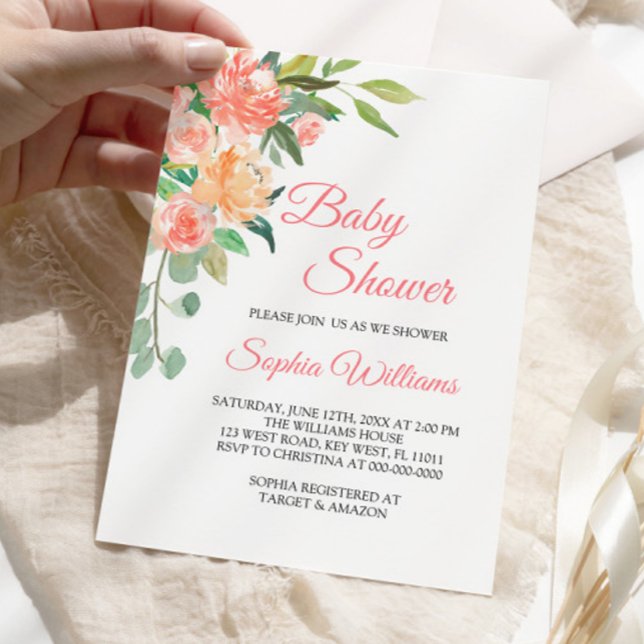 Invitación de Chica de Baby Shower Peaches_And_Cre (Subido por el creador)