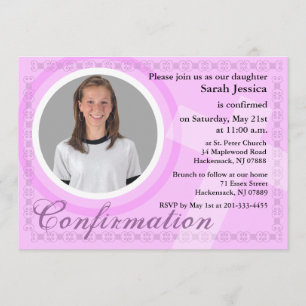 Invitación de Chica de confirmación Rosa